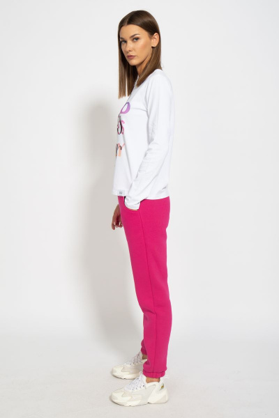 Белый хлопковый лонгслив с классическим кройом Kivviwear 4061.18 - фото 8