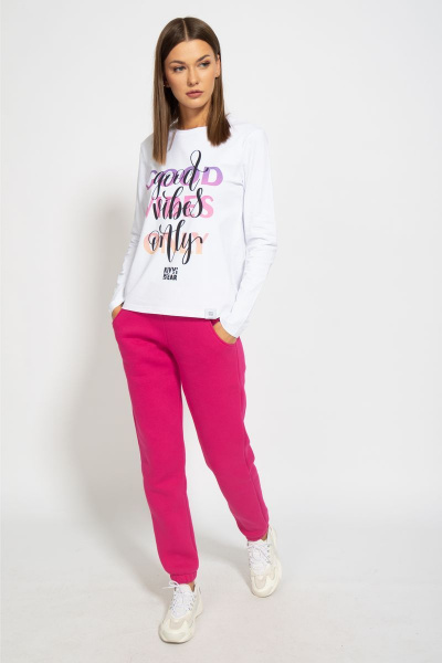 Белый хлопковый лонгслив с классическим кройом Kivviwear 4061.18 - фото 3