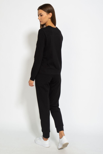 Черный хлопковый лонгслив для ежедневного стиля Kivviwear 4061.19 - фото 9