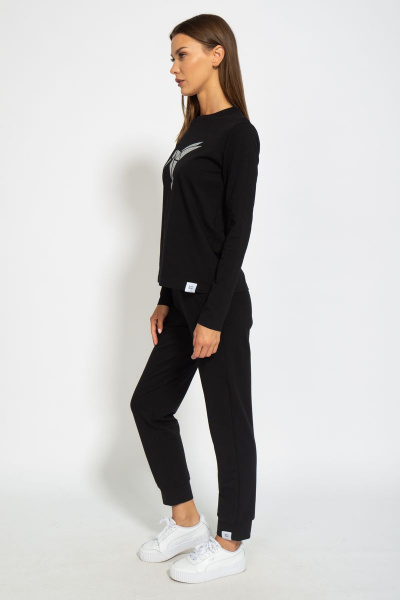 Черный хлопковый лонгслив для ежедневного стиля Kivviwear 4061.19 - фото 8