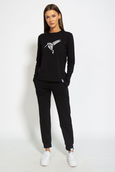 Черный хлопковый лонгслив для ежедневного стиля Kivviwear 4061.19 - фото 7