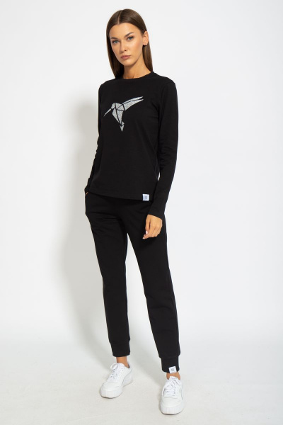 Черный хлопковый лонгслив для ежедневного стиля Kivviwear 4061.19 - фото 3