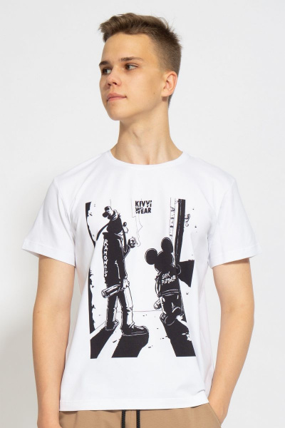 Футболка классическая из хлопка с цифровым принтом Kivviwear 1010.10 - фото 1