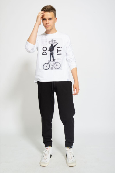 Демисезонный белый лонгслив из хлопка и трикотажа Kivviwear 1009.01 - фото 3