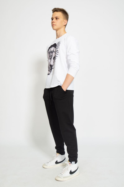 Демисезонный белый лонгслив из хлопка и трикотажа Kivviwear 1009.03 - фото 5