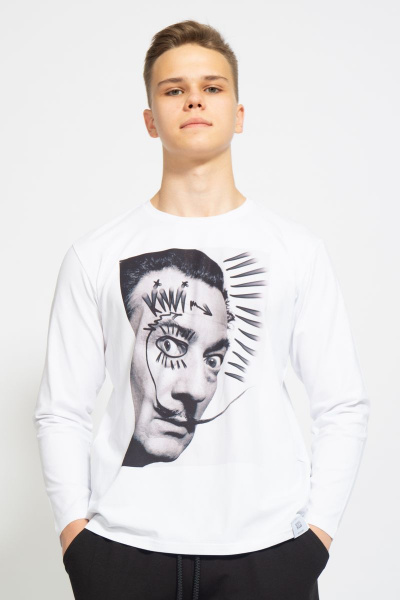 Демисезонный белый лонгслив из хлопка и трикотажа Kivviwear 1009.03 - фото 1