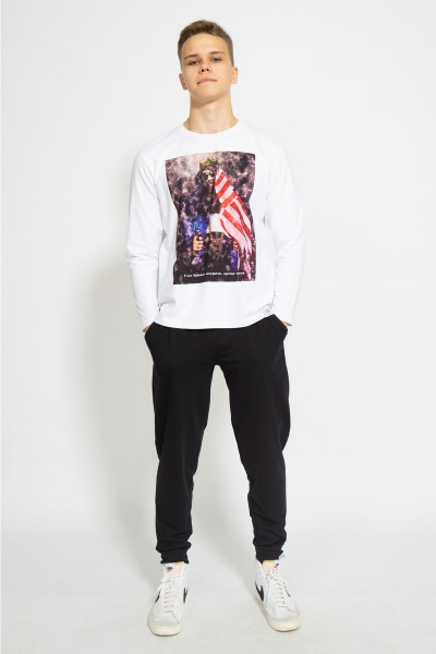 Демисезонный белый лонгслив из хлопка и трикотажа Kivviwear 1009.04 - фото 9