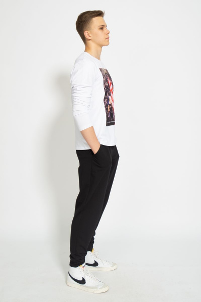 Демисезонный белый лонгслив из хлопка и трикотажа Kivviwear 1009.04 - фото 7