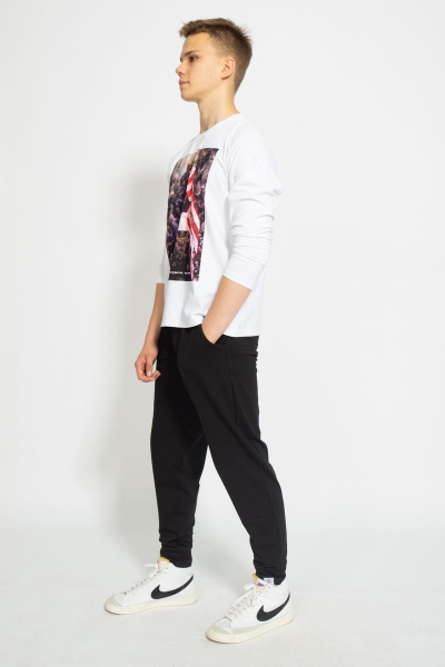 Демисезонный белый лонгслив из хлопка и трикотажа Kivviwear 1009.04 - фото 4