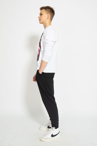 Демисезонный белый лонгслив из хлопка и трикотажа Kivviwear 1009.04 - фото 3