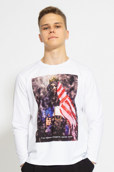 Демисезонный белый лонгслив из хлопка и трикотажа Kivviwear 1009.04 - фото 1