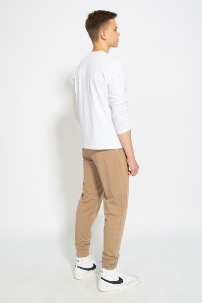 Демисезонный белый лонгслив из хлопка и трикотажа Kivviwear 1009.05 - фото 10