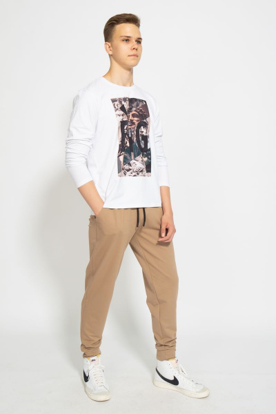 Лонгслив из хлопкового трикотажа с принтом для каждый день Kivviwear 1009.06 - фото 8