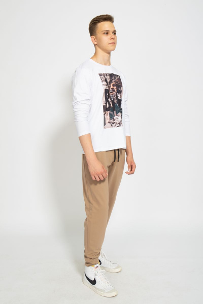 Лонгслив из хлопкового трикотажа с принтом для каждый день Kivviwear 1009.06 - фото 7