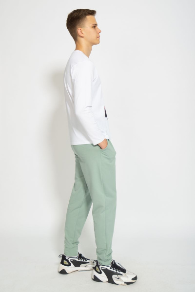 Демисезонный белый лонгслив из хлопка и трикотажа Kivviwear 1009.07 - фото 5