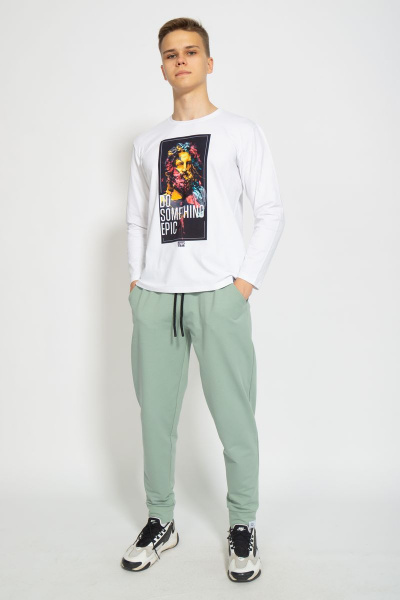 Демисезонный белый лонгслив из хлопка и трикотажа Kivviwear 1009.07 - фото 3