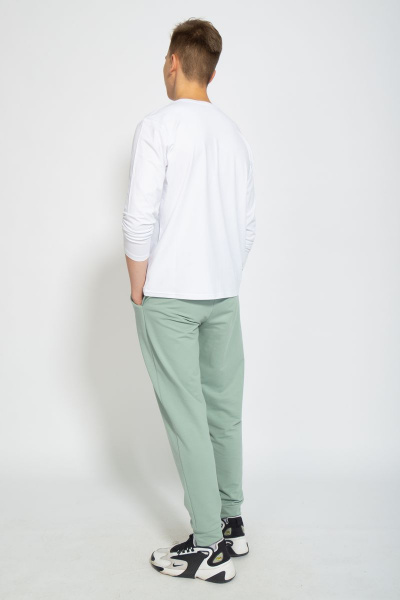 Демисезонный белый лонгслив из хлопка и трикотажа Kivviwear 1009.08 - фото 8