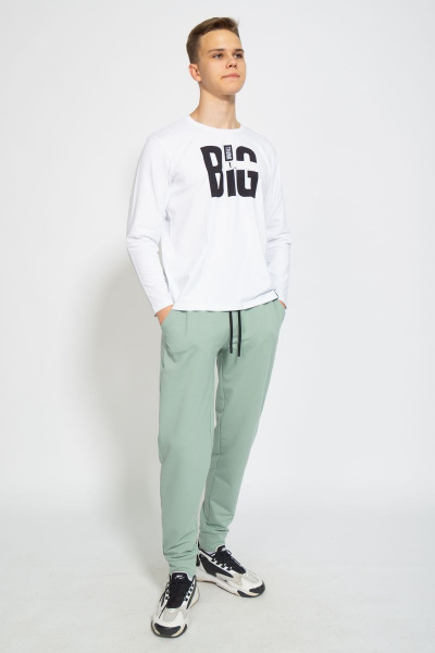 Демисезонный белый лонгслив из хлопка и трикотажа Kivviwear 1009.08 - фото 2