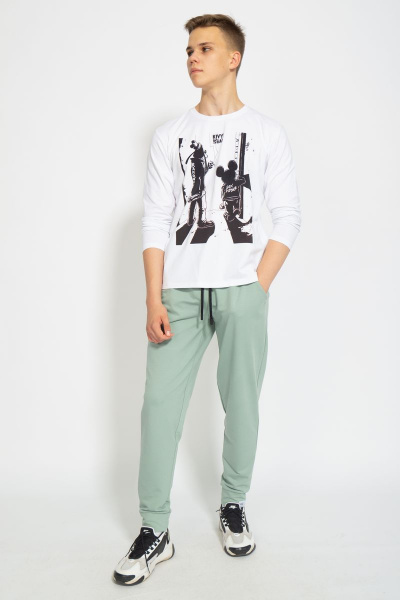 Лонгслив с принтом из трикотажа с хлопком для повседневной одежды Kivviwear 1009.09 - фото 4