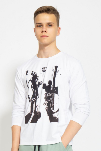 Лонгслив с принтом из трикотажа с хлопком для повседневной одежды Kivviwear 1009.09 - фото 1
