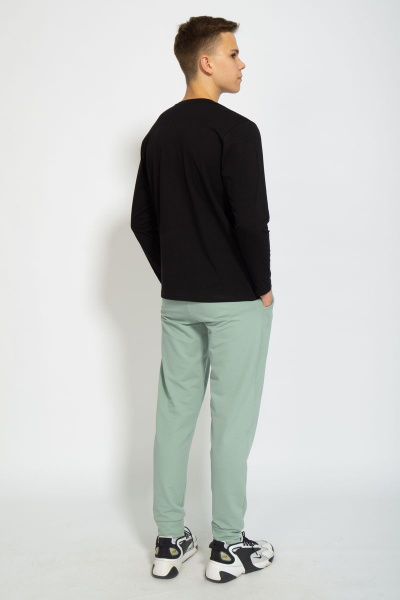 Демисезонный черный лонгслив из хлопка и трикотажа Kivviwear 1009.10 - фото 11