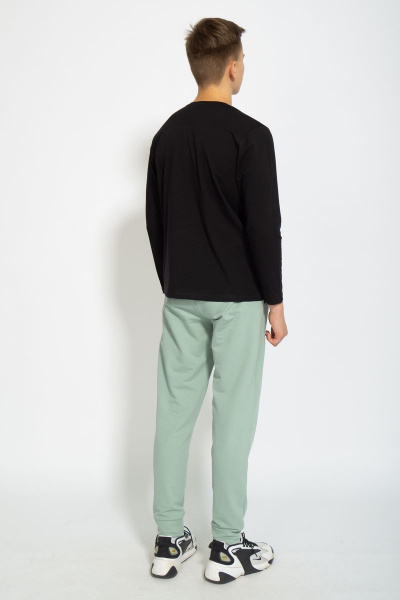 Демисезонный черный лонгслив из хлопка и трикотажа Kivviwear 1009.10 - фото 10