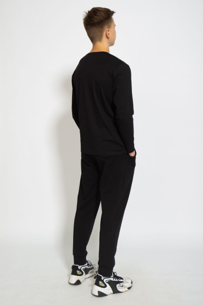 Черный хлопковый трикотажный лонгслив с принтом Kivviwear 1009.11 - фото 7
