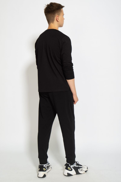 Демисезонный черный лонгслив из хлопка и трикотажа Kivviwear 1009.14 - фото 8