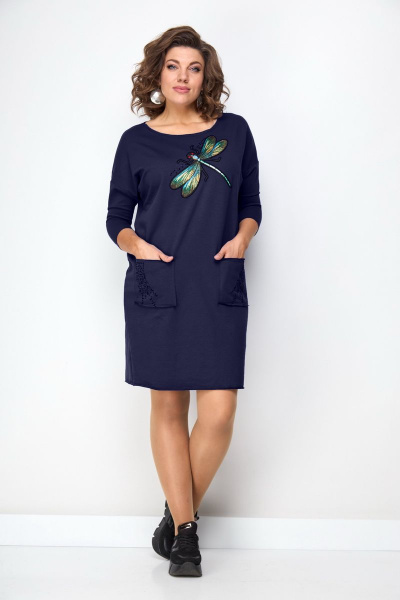 Трикотажное платье со спущенным рукавом в спортивном стиле Solomeya Lux 938А - фото 4