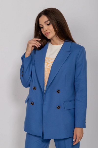 Жакет двубортный полуприлегающий из костюмной ткани Mislana 835 - фото 3