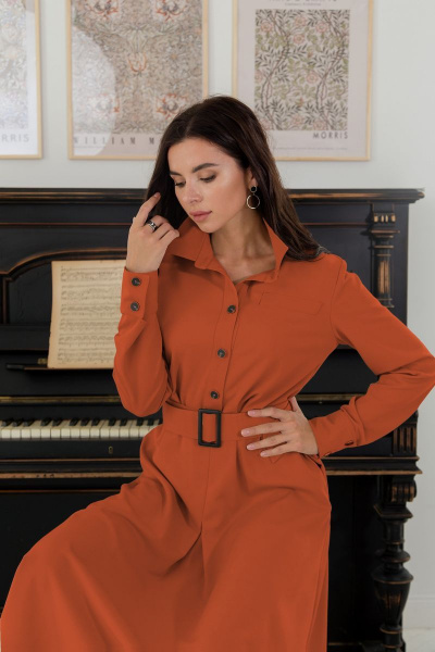 Платье LadisLine 1384 морковный - фото 2