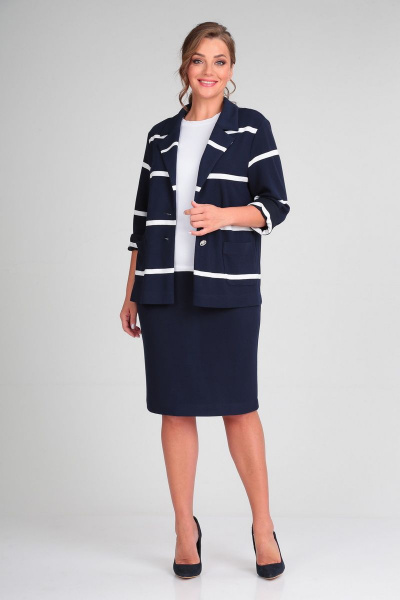 Жакет, юбка Диомант 1814 темно_синий - фото 11