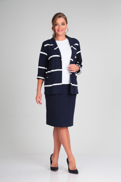Жакет, юбка Диомант 1814 темно_синий - фото 1