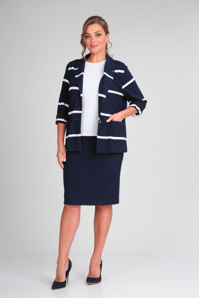 Жакет, юбка Диомант 1814 темно_синий - фото 3