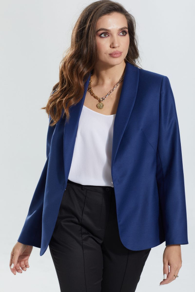 Жакет с рельефами и наклонным карманом из текстиля MALI 122-078 василек - фото 4