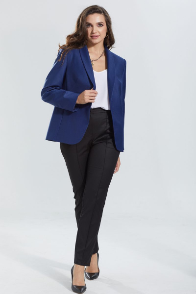 Жакет с рельефами и наклонным карманом из текстиля MALI 122-078 василек - фото 1