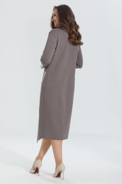 Платье свободного силуэта из вискозы с подрезами MALI 422-082 тирамису - фото 7