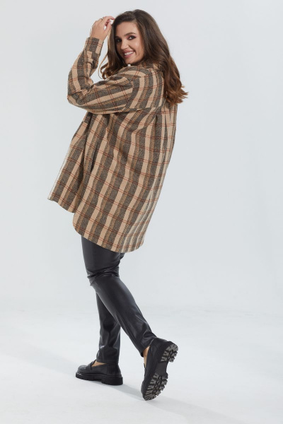 Рубашка MALI 521-100 бежевая_клетка - фото 9