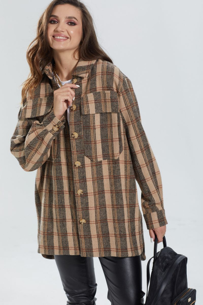 Рубашка MALI 521-100 бежевая_клетка - фото 7