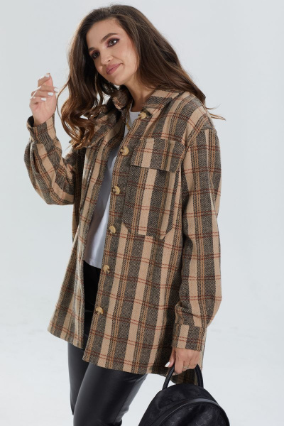 Рубашка MALI 521-100 бежевая_клетка - фото 5