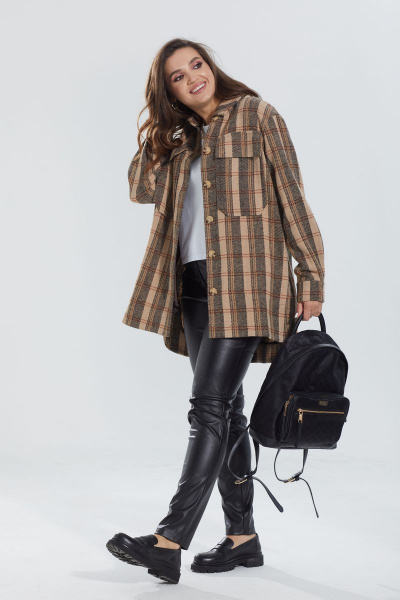 Рубашка MALI 521-100 бежевая_клетка - фото 4