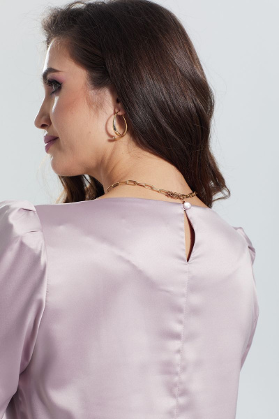 Розовая блуза прямого силуэта с лодочной горловиной MALI 622-067 пудра - фото 4