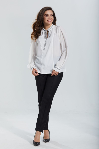Белая блуза с разрезами и рукавами с рюшей MALI 622-073 белый - фото 5