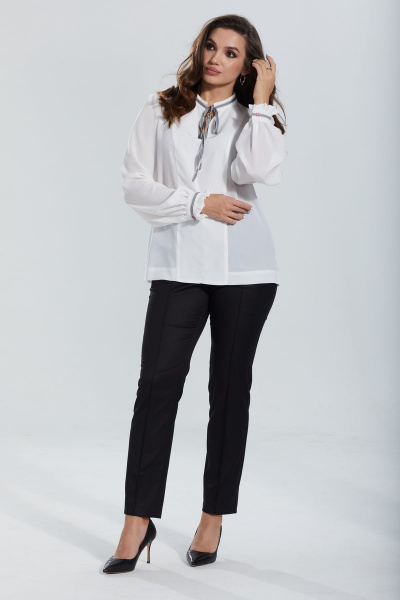 Белая блуза с разрезами и рукавами с рюшей MALI 622-073 белый - фото 1