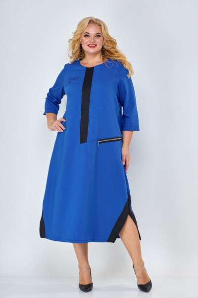 Демисезонное платье в стиле casual с разрезами Michel chic 2073 василек - фото 1