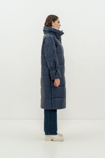 Пальто на каждый день из плащёвой ткани Elema 5-12026-1-170 синий - фото 4