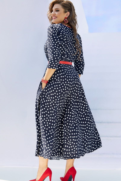Платье Vittoria Queen 16283/1 дизайн_горох_синий+белый - фото 3