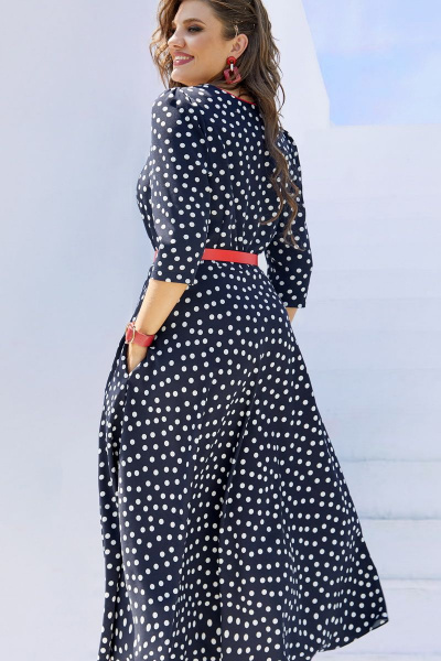 Платье Vittoria Queen 16283/1 дизайн_горох_синий+белый - фото 2