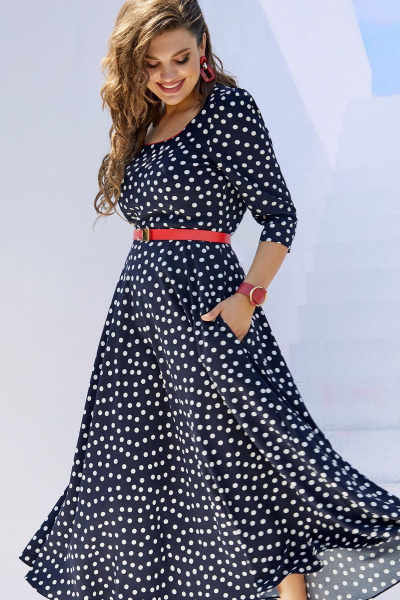 Платье Vittoria Queen 16283/1 дизайн_горох_синий+белый - фото 1