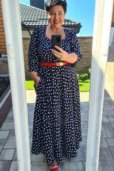 Платье Vittoria Queen 16283/1 дизайн_горох_синий+белый - фото 4